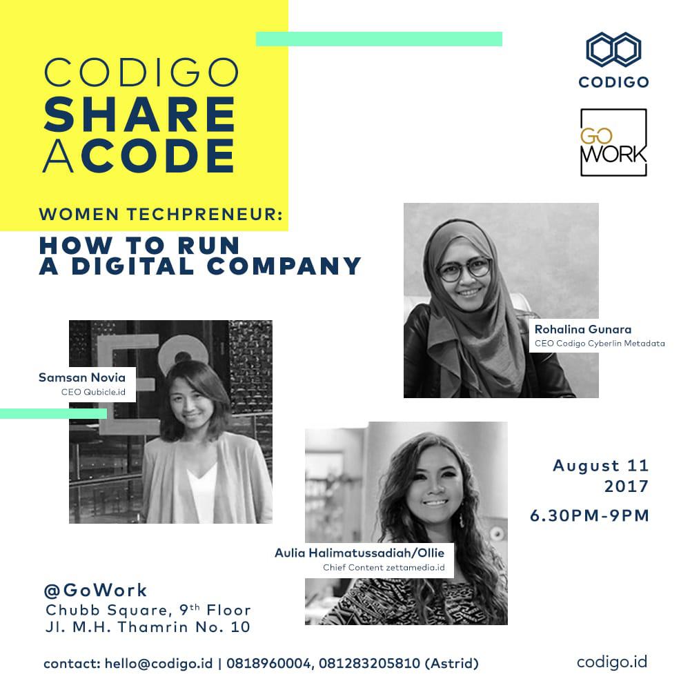 CODIGO x GoWork – Women Techpreneur : How To Run A Digital Company (11 August 2017)